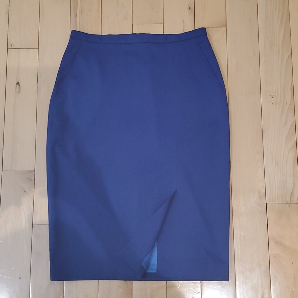 MaxMara Blue Pencil Skirt With Front Slit